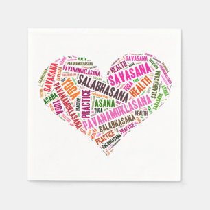 Serviette En Papier Yoga coeur forme mots design