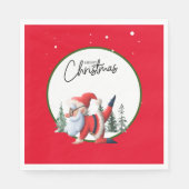 Serviette En Papier Yoga Noël Père Noël instructeur (Devant)