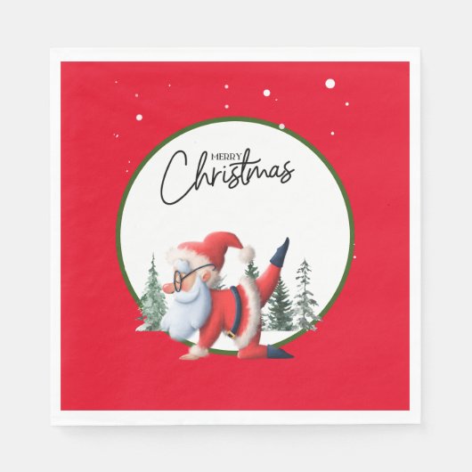 Serviette En Papier Yoga Noël Père Noël instructeur (Devant)