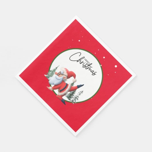 Serviette En Papier Yoga Noël Père Noël instructeur (Coin)
