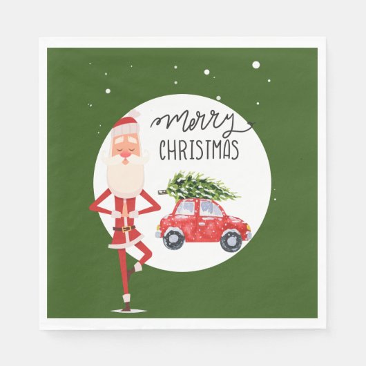 Serviette En Papier Yoga Noël Père Noël instructeur (Devant)