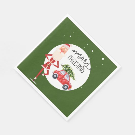 Serviette En Papier Yoga Noël Père Noël instructeur (Coin)