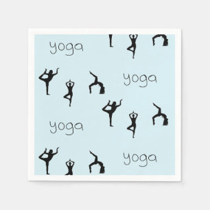Serviette En Papier Yoga pose et texte motif sur bleu