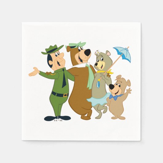 Serviette En Papier Yogi Ours et amis Accueil chaleureux (Devant)