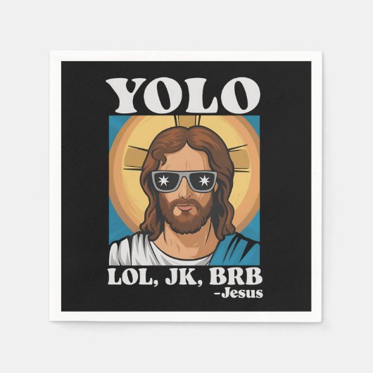 Serviette En Papier YOLO LOL JK BRB Jesus Drôle Pâques (Devant)