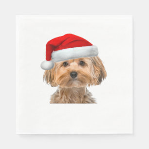 Serviette En Papier Yorkie Chemise mignonne Chien Santa Hat Image Drôl