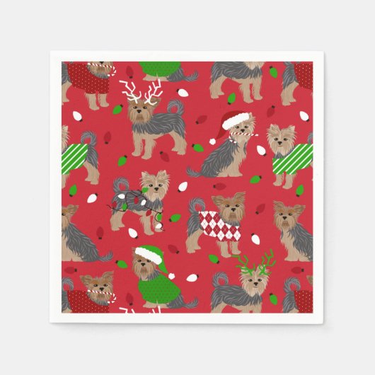 Serviette En Papier Yorkie Christmas Yorkshire Terrier Dog (Devant)