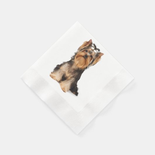 Serviette En Papier Yorkie en blanc (Coin)