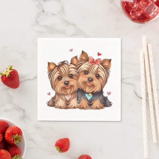 Serviette En Papier Yorkshire Terrier Chien Amour Toutou Mignon (En situation)
