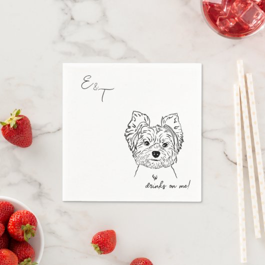 Serviette En Papier Yorkshire Terrier Chien Cocktail mariages serviett (En situation)