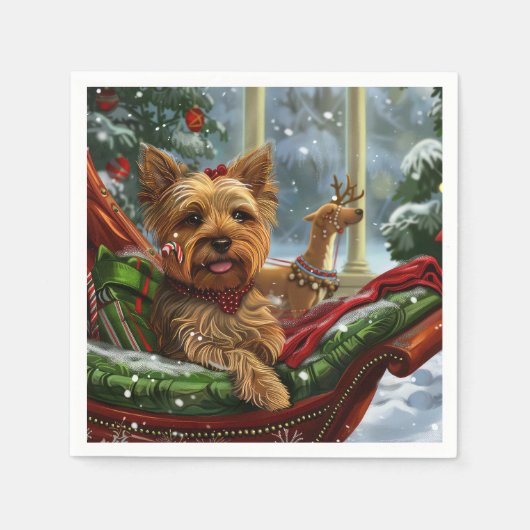 Serviette En Papier Yorkshire Terrier Chien Fête de Noël (Devant)
