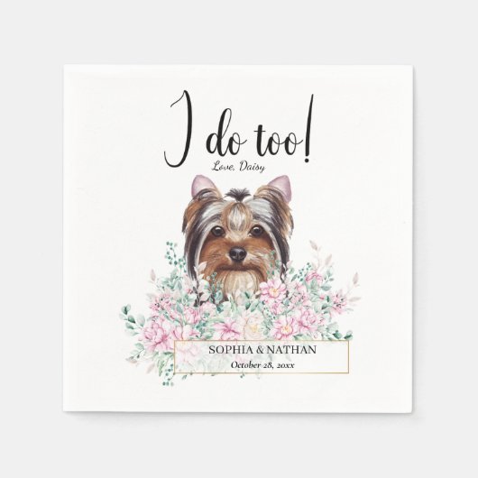 Serviette En Papier Yorkshire Terrier Chien Mariage Cocktail Serviette (Devant)