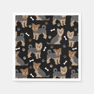 Serviette En Papier Yorkshire Terrier Paws et Bones Yorkie Chien