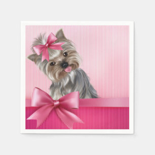 Serviette En Papier Yorkshire Terrier Pink Princess Yorkie Puppy Dog