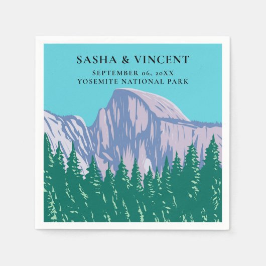 Serviette En Papier Yosemite Parc National Mariage Rétro (Devant)