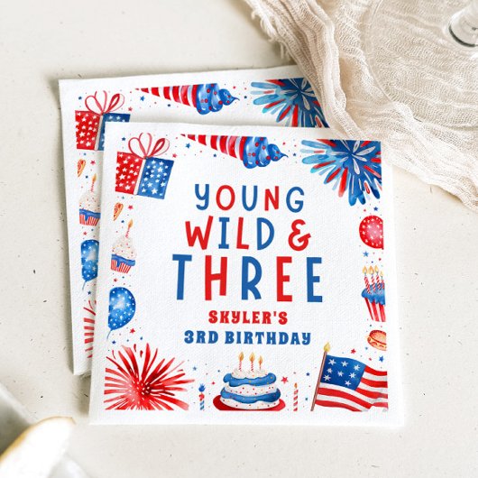 Serviette En Papier Young Wild et Three 4 juillet 3e anniversaire