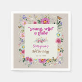 Serviette En Papier Young Wild & Three Boho Flower Garden Anniversaire (Devant)