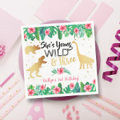 Serviette En Papier Young Wild & Three Dinosaur Girls 3e anniversaire