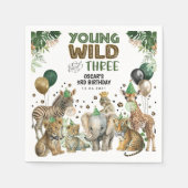 Serviette En Papier Young Wild & Three Jungle Safari 3e anniversaire (Devant)