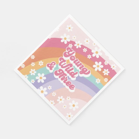 Serviette En Papier Young Wild Three Retro Rainbow 3e anniversaire (Coin)