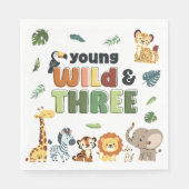 Serviette En Papier Young Wild Three Zoo Safari Animaux fête d'anniver (Devant)