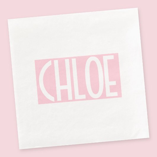 Serviette En Papier Your | Bold White Text on Light Pink