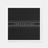 Serviette En Papier Your Custom Text & Modern Stripes | Black & White (Devant)