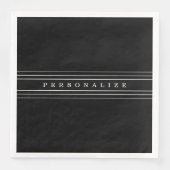 Serviette En Papier Your Custom Text & Modern Stripes | Black & White (Devant)