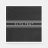 Serviette En Papier Your Custom Text & Modern Stripes | Black & White (Devant)