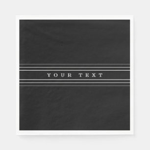 Serviette En Papier Your Custom Text & Modern Stripes   Black & White