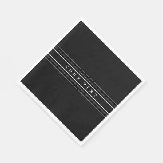 Serviette En Papier Your Custom Text & Modern Stripes | Black & White (Coin)
