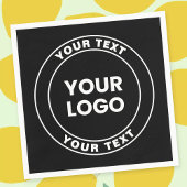 Serviette En Papier Your Uploaded Logo + Bold Circular Text 