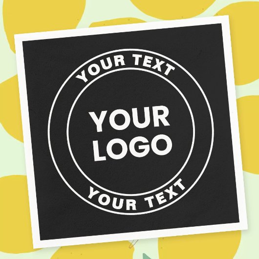 Serviette En Papier Your Uploaded Logo + Bold Circular Text 