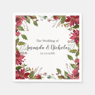Serviette En Papier Yuletide   Floral Noël Mariage cadre d'hiver