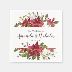 Serviette En Papier Yuletide   Rustique Floral Noël Mariage d'hiver