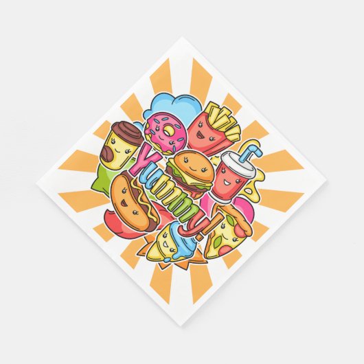 Serviette En Papier Yummy Fast Food (Coin)