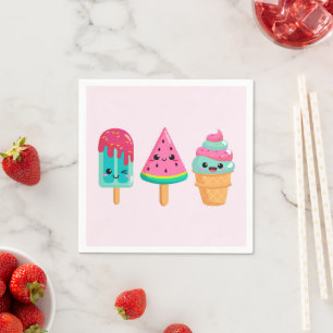 Serviette En Papier Yummy Ice Cream Trio Vibe été
