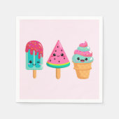 Serviette En Papier Yummy Ice Cream Trio Vibe été (Devant)
