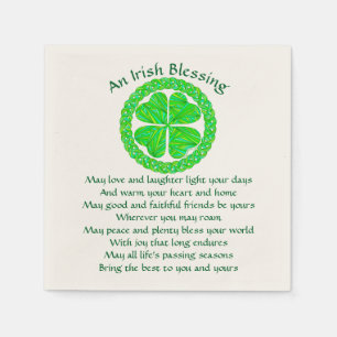Serviette En Papier Z Irish Blessing Celtic Shamrock Party Small