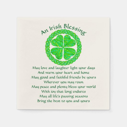 Serviette En Papier Z Irish Blessing Celtic Shamrock Party Small (Devant)