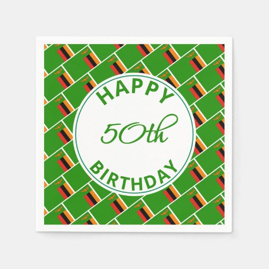 Serviette En Papier ZAMBIA DRAPEAU Joyeux 50e anniversaire papier Cust (Devant)
