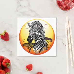 Serviette En Papier Zebra African Savanna Wild Animal