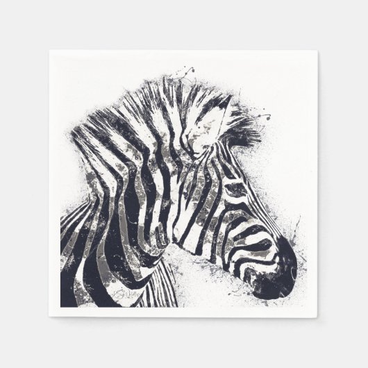 Serviette En Papier Zebra Art Napkin - Décor de fête Safari (Devant)