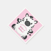 Serviette En Papier Zebra Baby shower Safari Rose Girl (Coin)