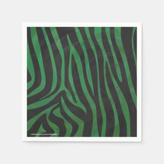 Serviette En Papier Zebra Black et Green Print (Devant)