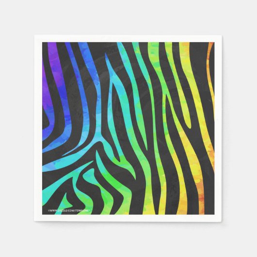 Serviette En Papier Zebra Black et Rainbow Print (Devant)