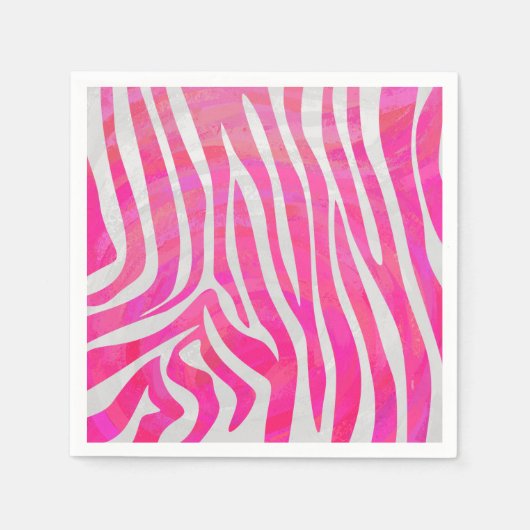 Serviette En Papier Zebra Hot Pink et White Print (Devant)