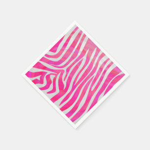 Serviette En Papier Zebra Hot Pink et White Print