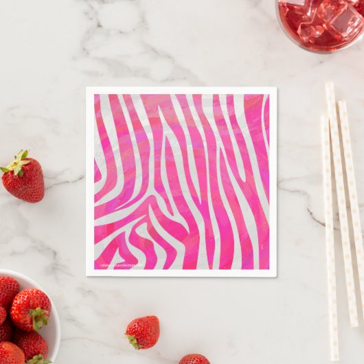 Serviette En Papier Zebra Hot Pink et White Print (En situation)