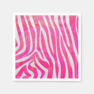 Serviette En Papier Zebra Hot Pink et White Print